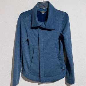 SmartWool Blue Merino Wool Front Zip Convertible Magnetic Collar Jacket Small
