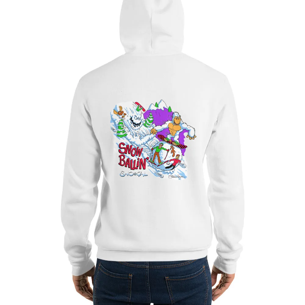 Snorilla Snow Ballin' snowboard white hoodie.