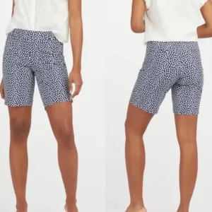 Spanx Medium Shorts 10” Sunshine Shorts in Navy Painted Dot NWT