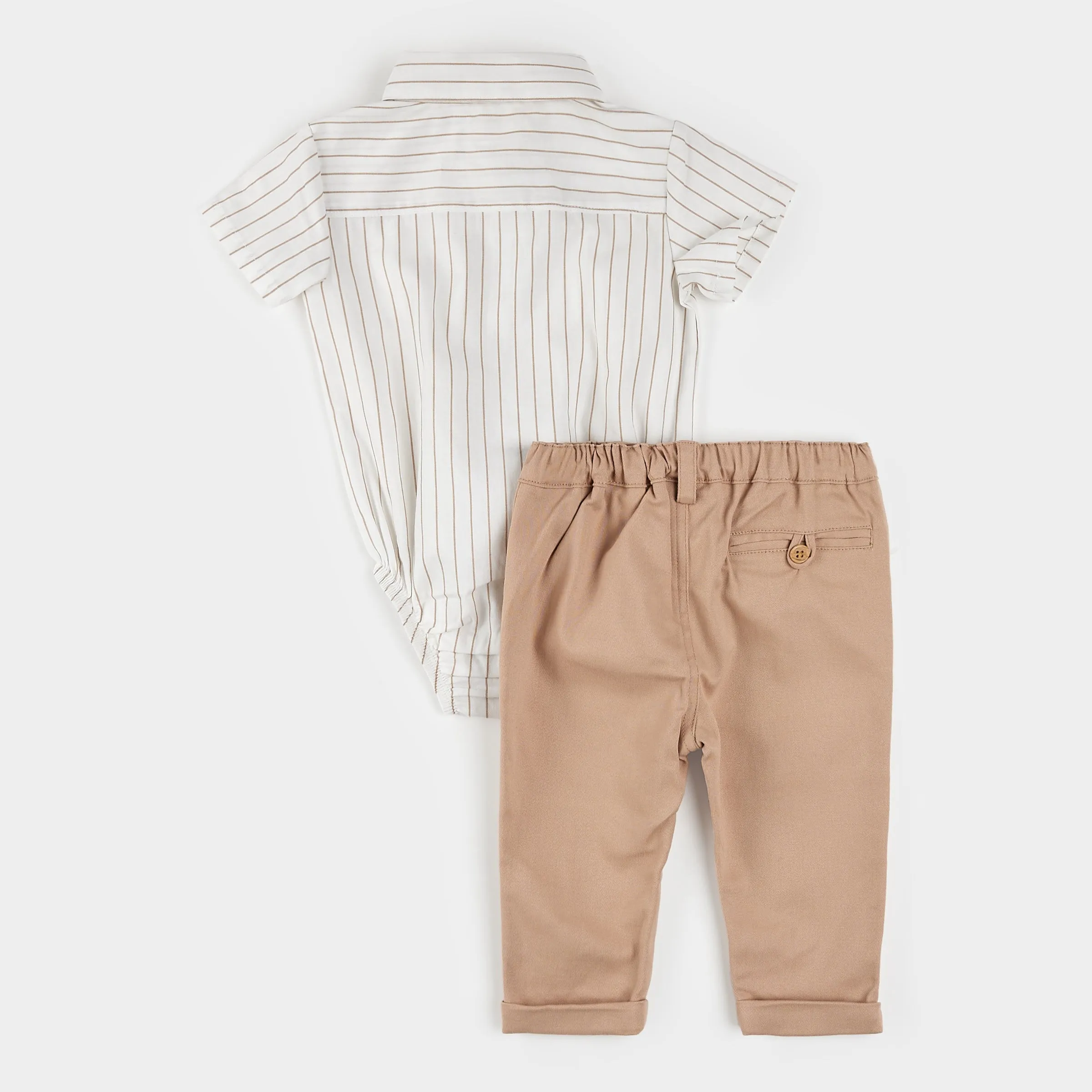 Striped Shirt and Pants 3pc Poplin Set