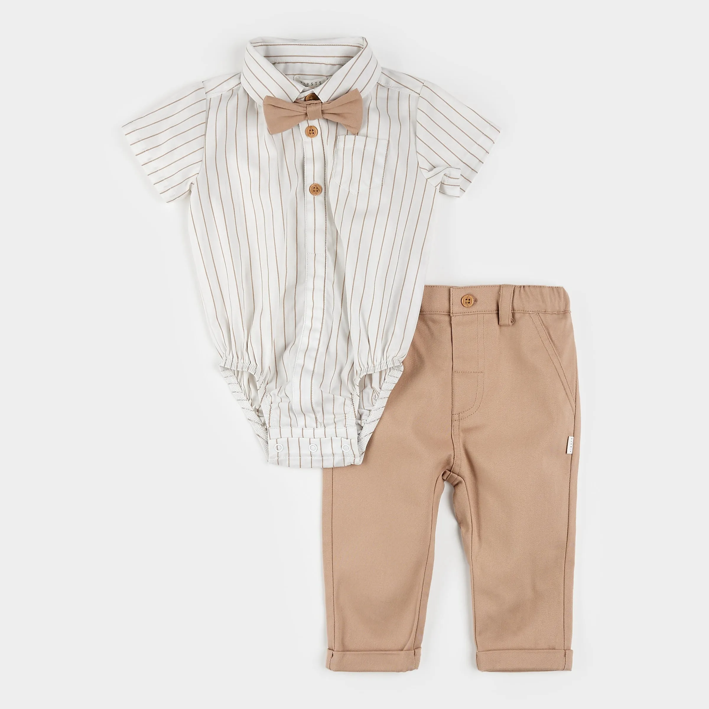 Striped Shirt and Pants 3pc Poplin Set