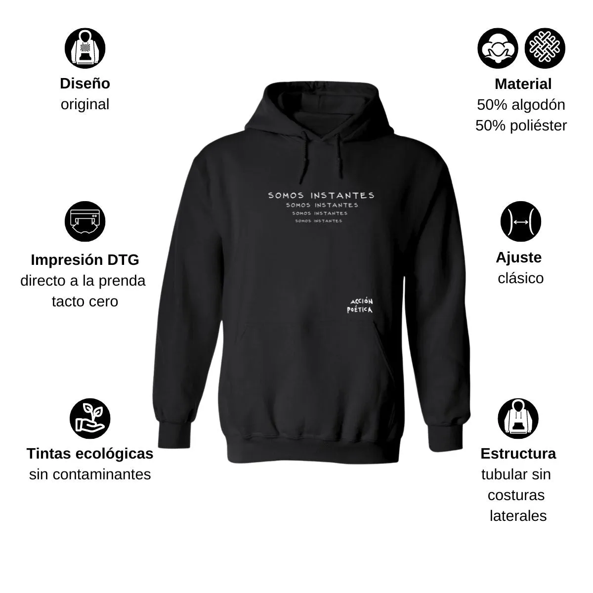 Sudadera Mujer Hoodie Acción Poética Somos Instantes