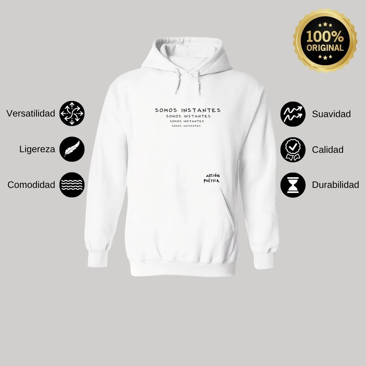 Sudadera Mujer Hoodie Acción Poética Somos Instantes