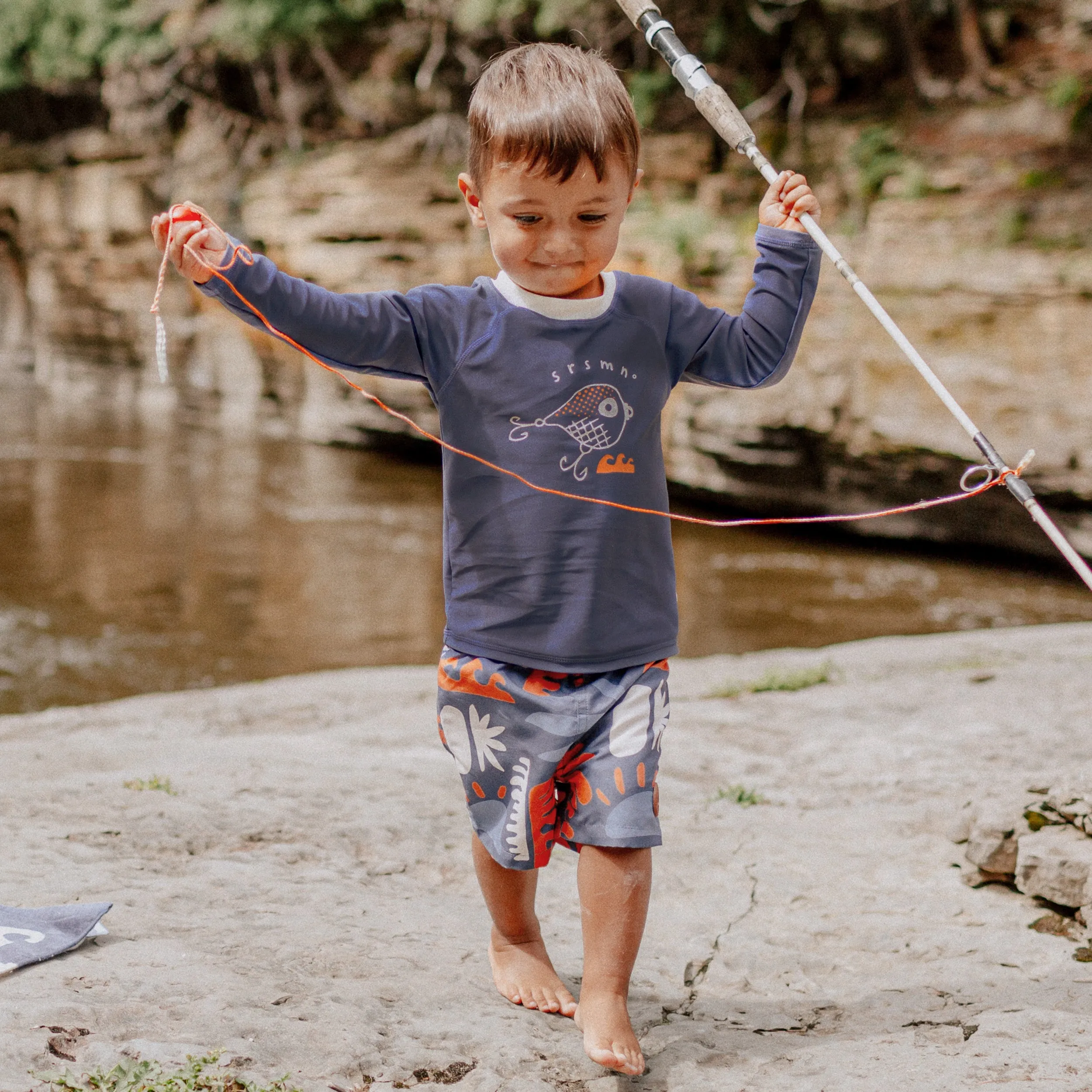 T-shirt de bain bleu à manches longues, bébé || Blue bathing t-shirt with long sleeved, baby