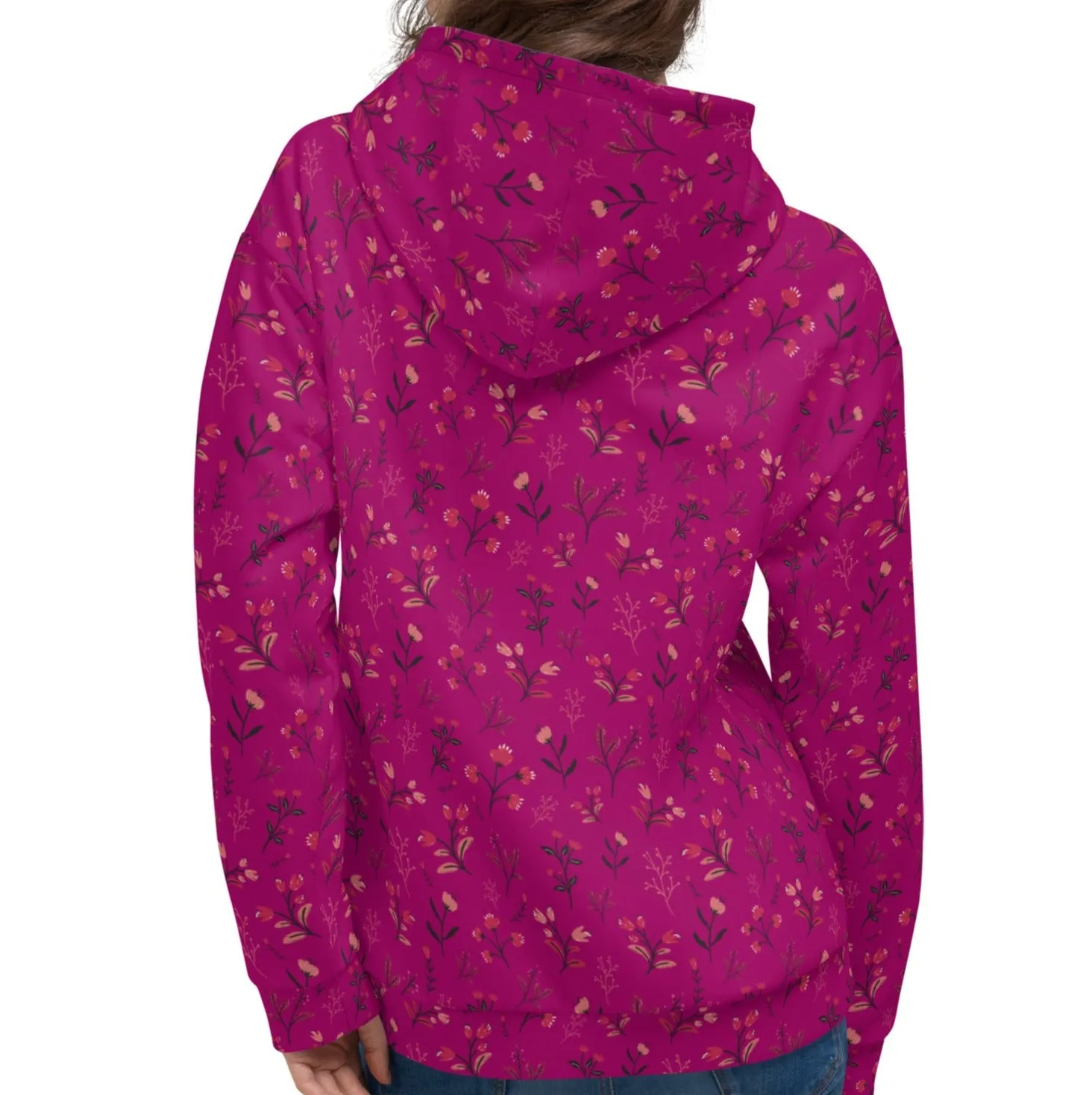 Viva Magenta Floral Hoodie (XS-3XL)