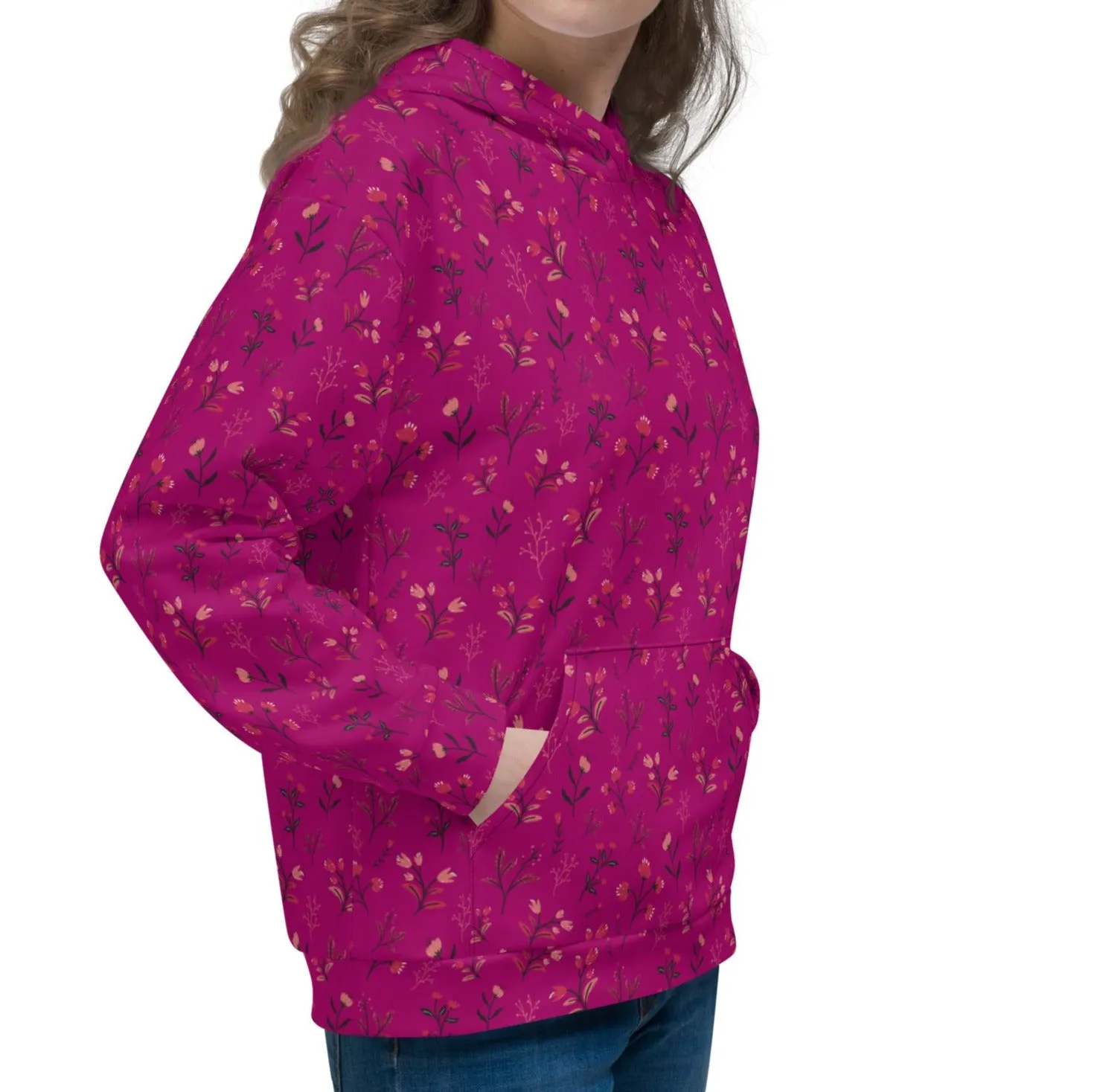 Viva Magenta Floral Hoodie (XS-3XL)