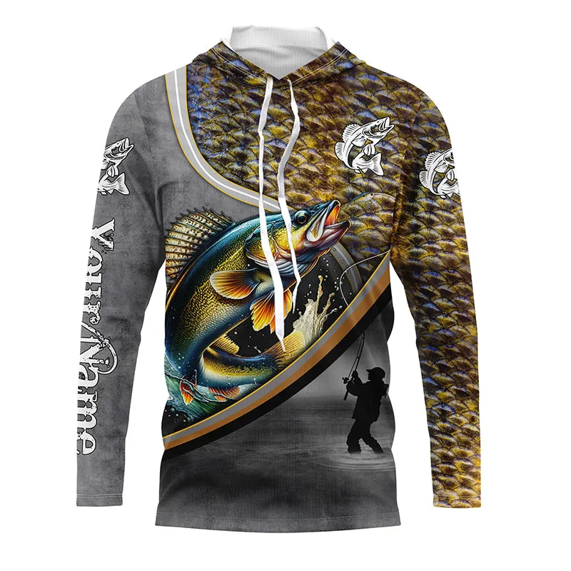 Walleye fishing freshwater fish personalized fishing tournament Long sleeve, Long Sleeve Hooded NPQ699