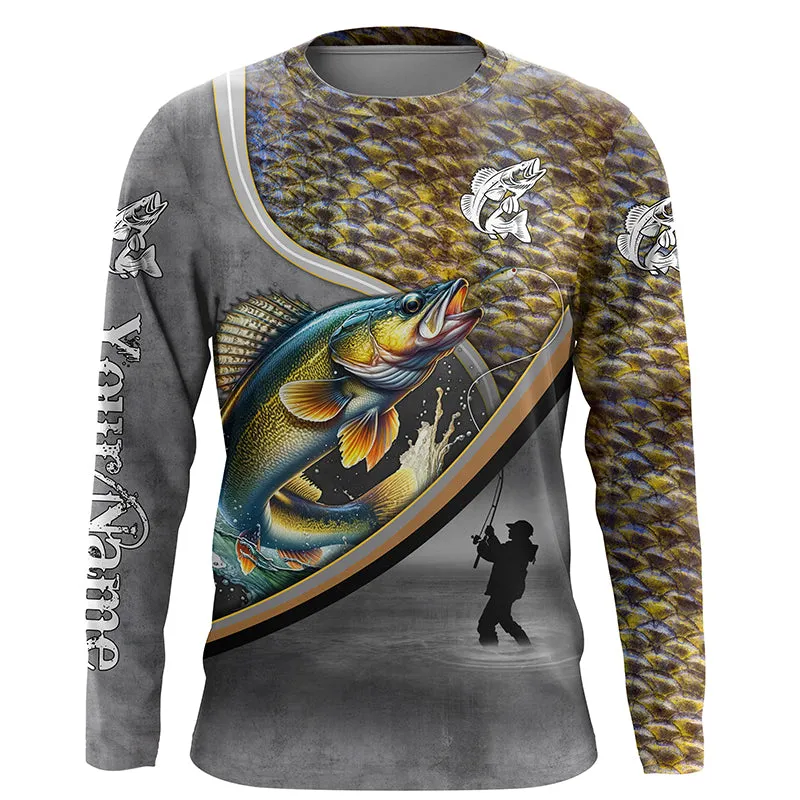 Walleye fishing freshwater fish personalized fishing tournament Long sleeve, Long Sleeve Hooded NPQ699
