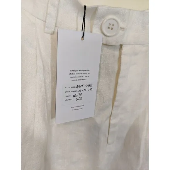 We Are Sundays Avery Short White High Rise Lightweight Pockets Size Small